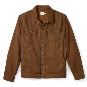 Unlined Waxed Trucker Jacket Brown.